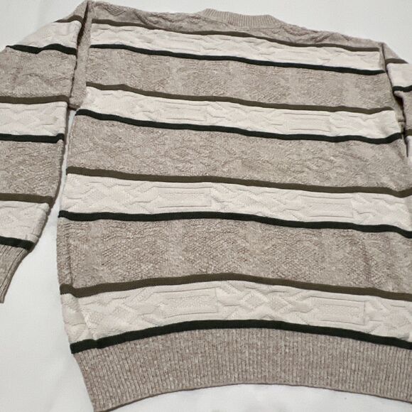 Fisherman Sweater 100% Cotton Cable Knit VINTAGE USA Grandpa Cottagecore Sz L - Picture 12 of 13